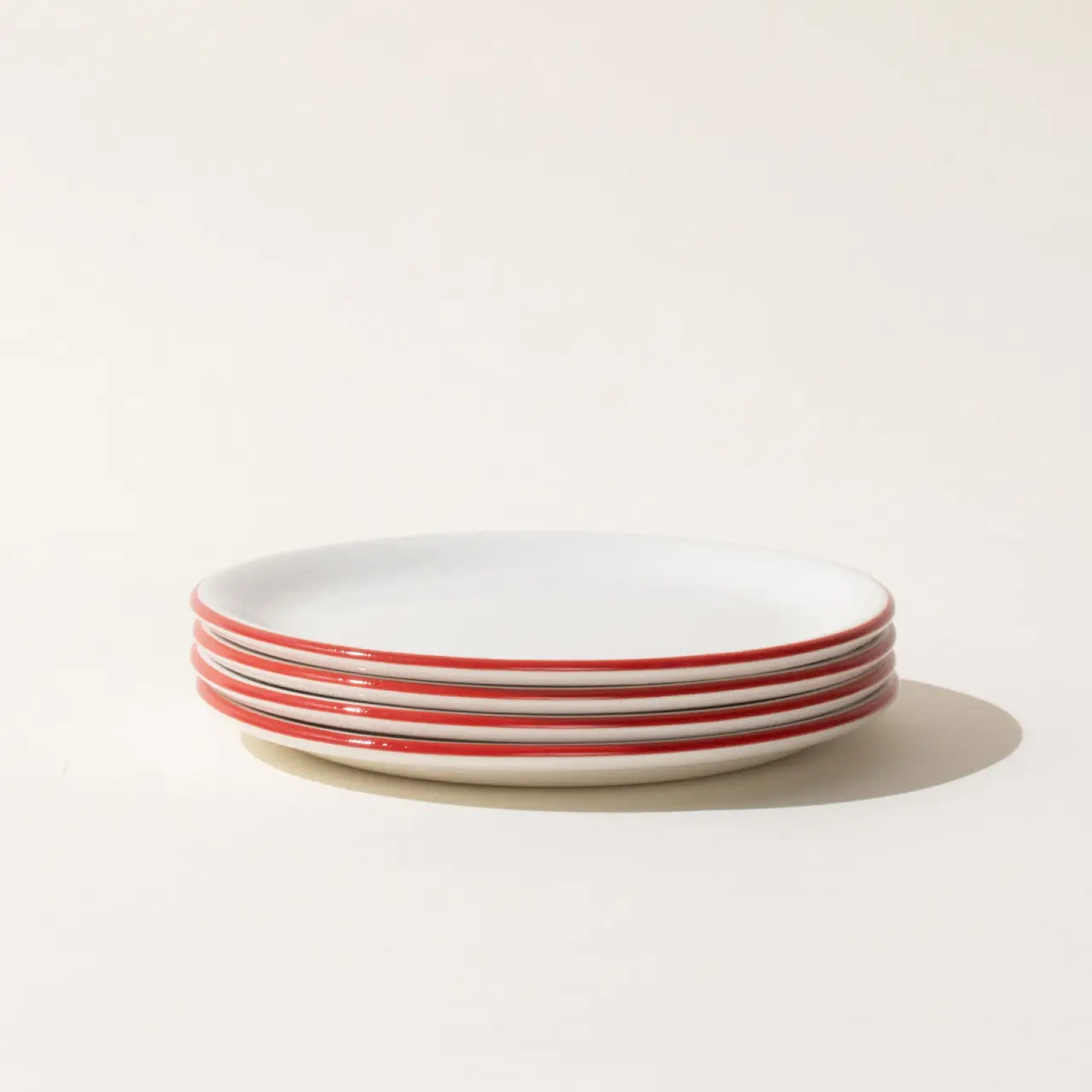 bread and butter plate red rim stack