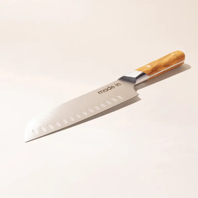 olive wood santoku knife angle image