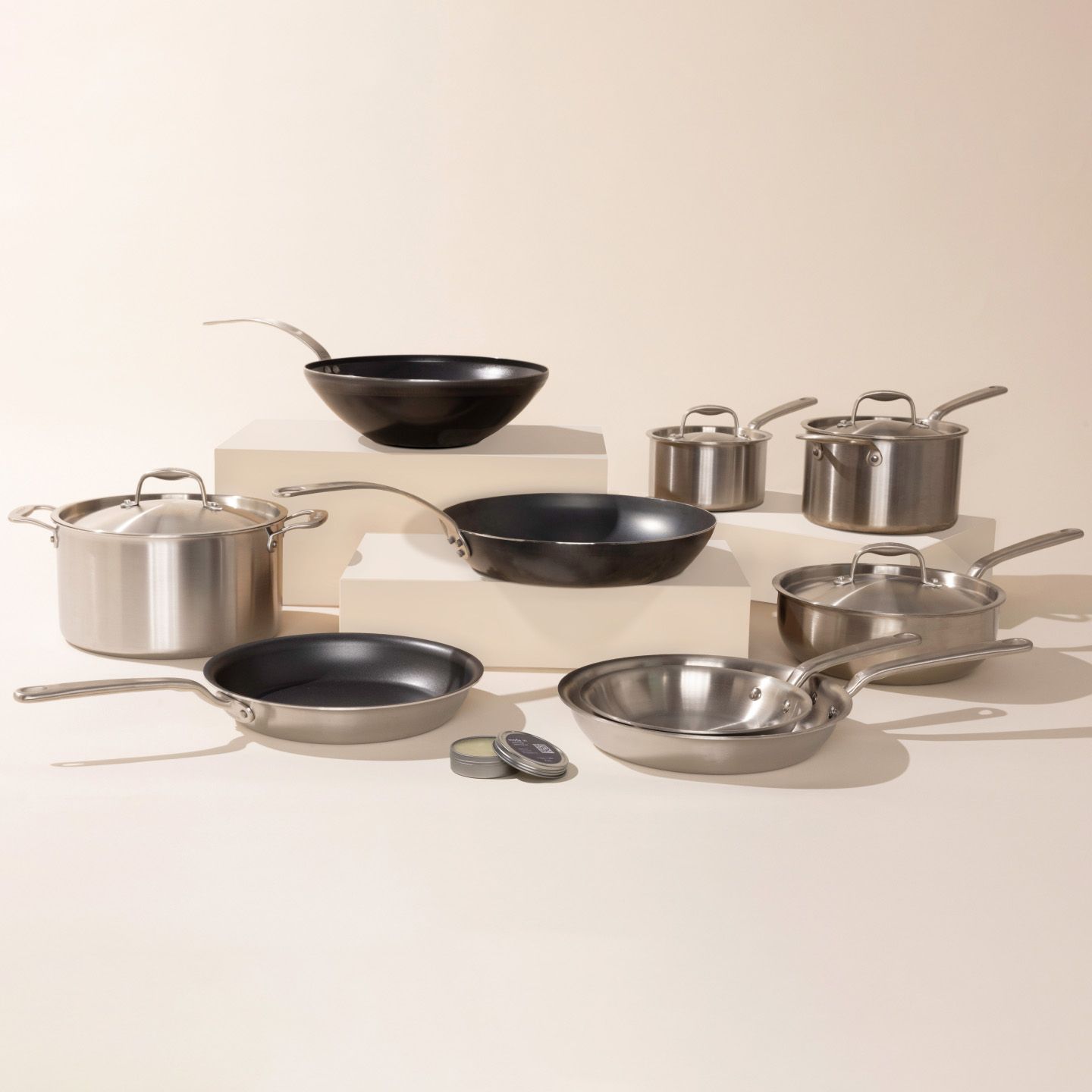 14-Piece Stainless Steel Assorted Cookware set with Glass Lids