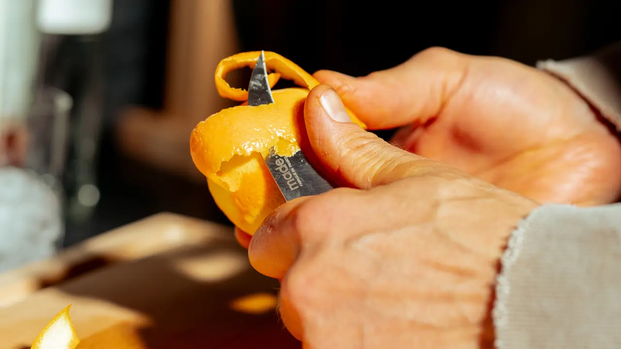 birds beak paring knife peeling orange