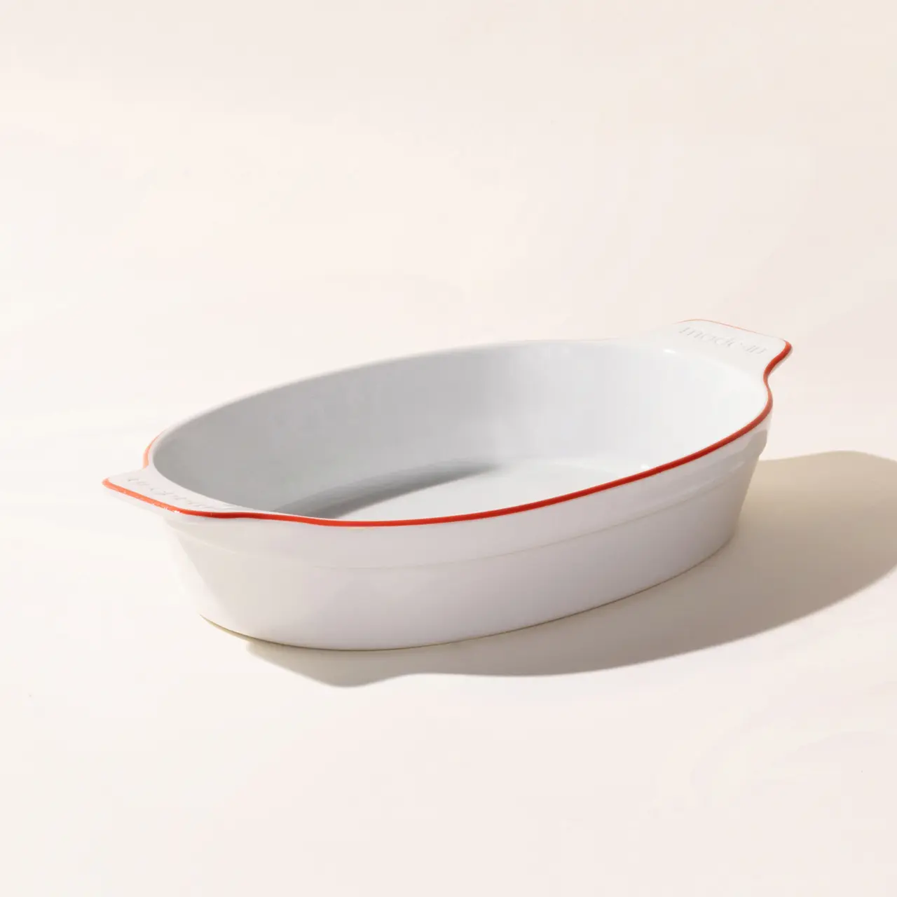 Red Rim Oval Porcelain Bakeware