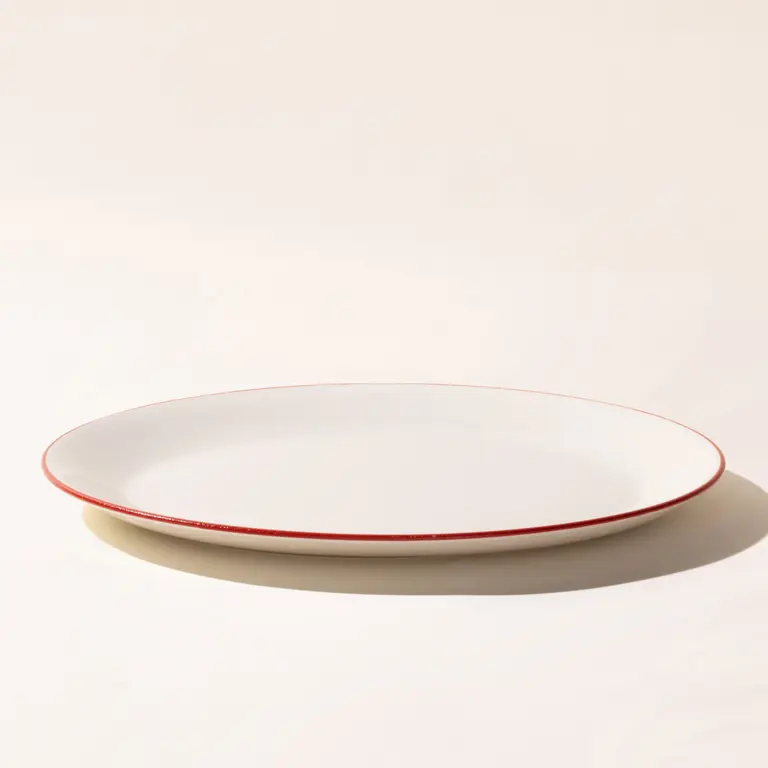 serving platter red rim side