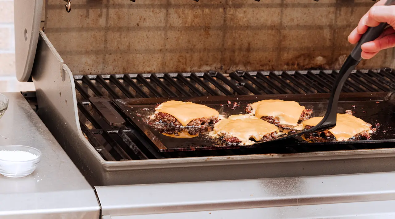 burgers on griddle