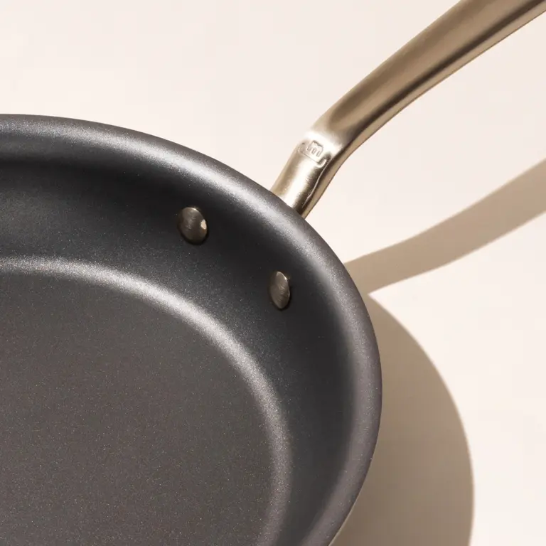non stick frying pan graphite macro