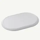 A white oval-shaped surface with rounded edges, designed for smooth usability.