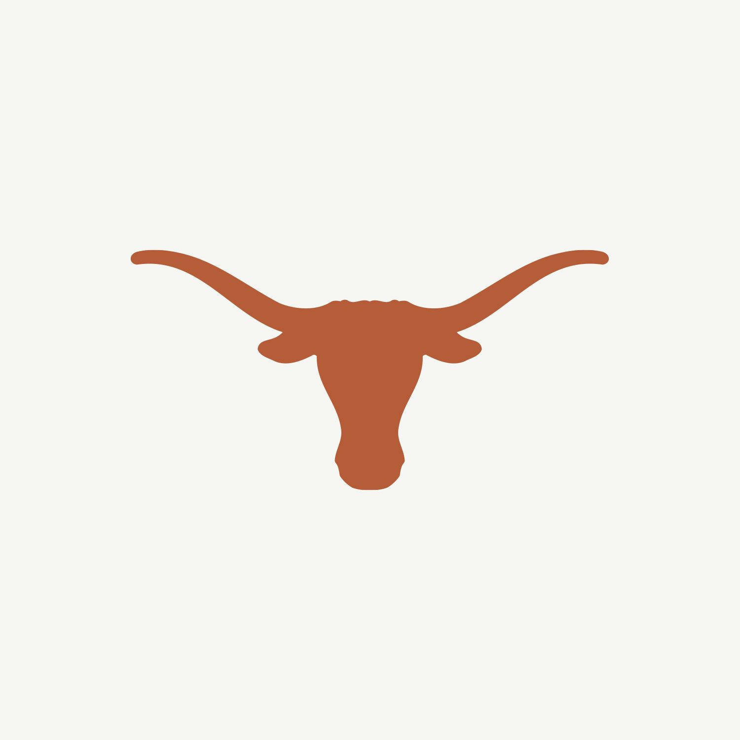 A brown silhouette of a longhorn cattle head on a light background.