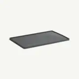 A sleek, rectangular black tray with slightly raised edges.
