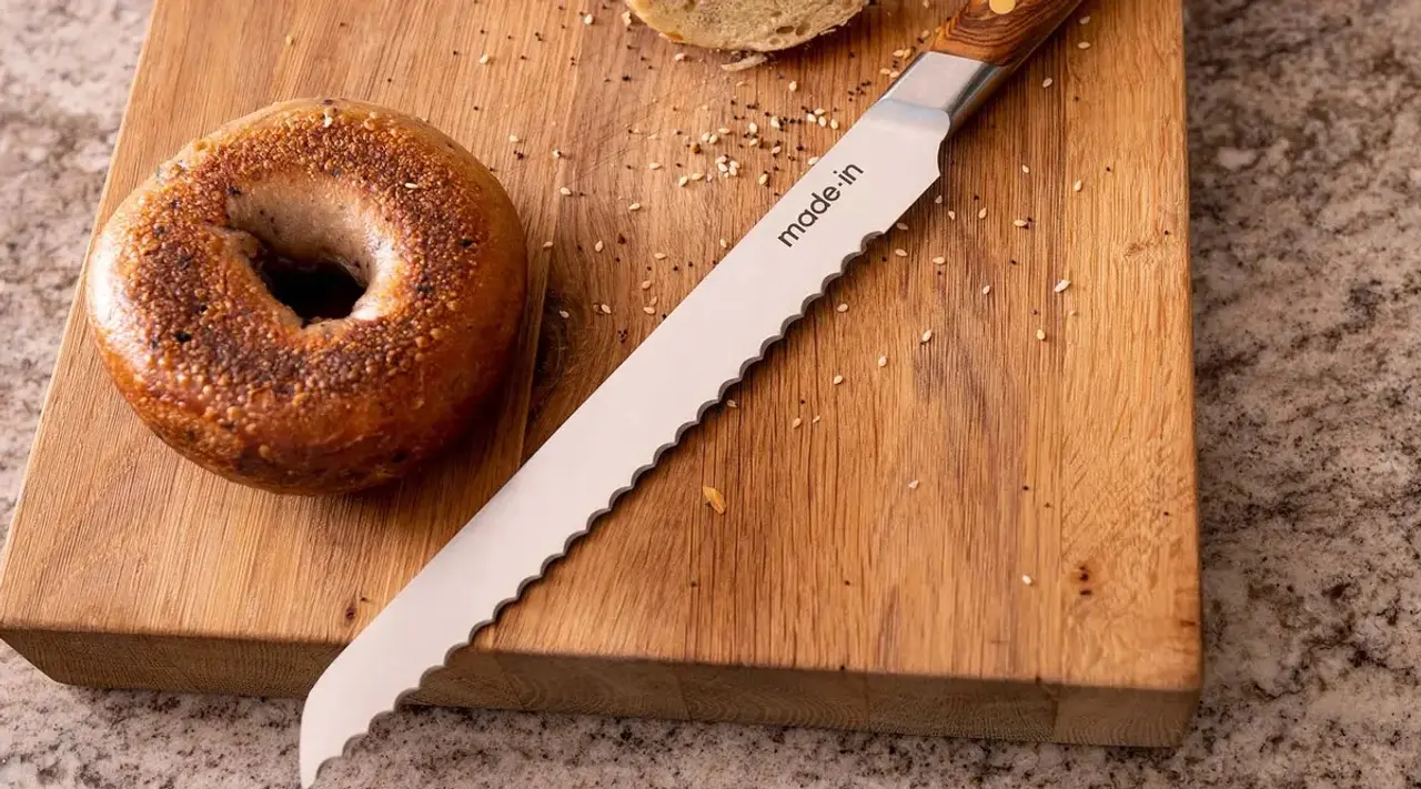 bread knife on cutting board