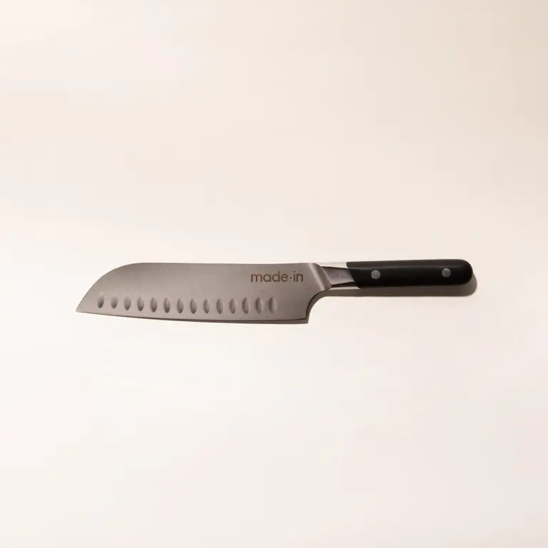 black santoku knife side image