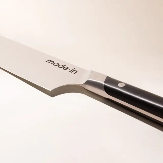 black chef knife detail image