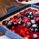 rectangular baking dish slate blue lifestyle