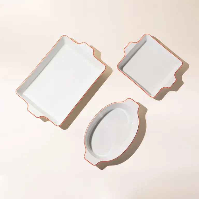 Red Rim Porcelain Bakeware Set