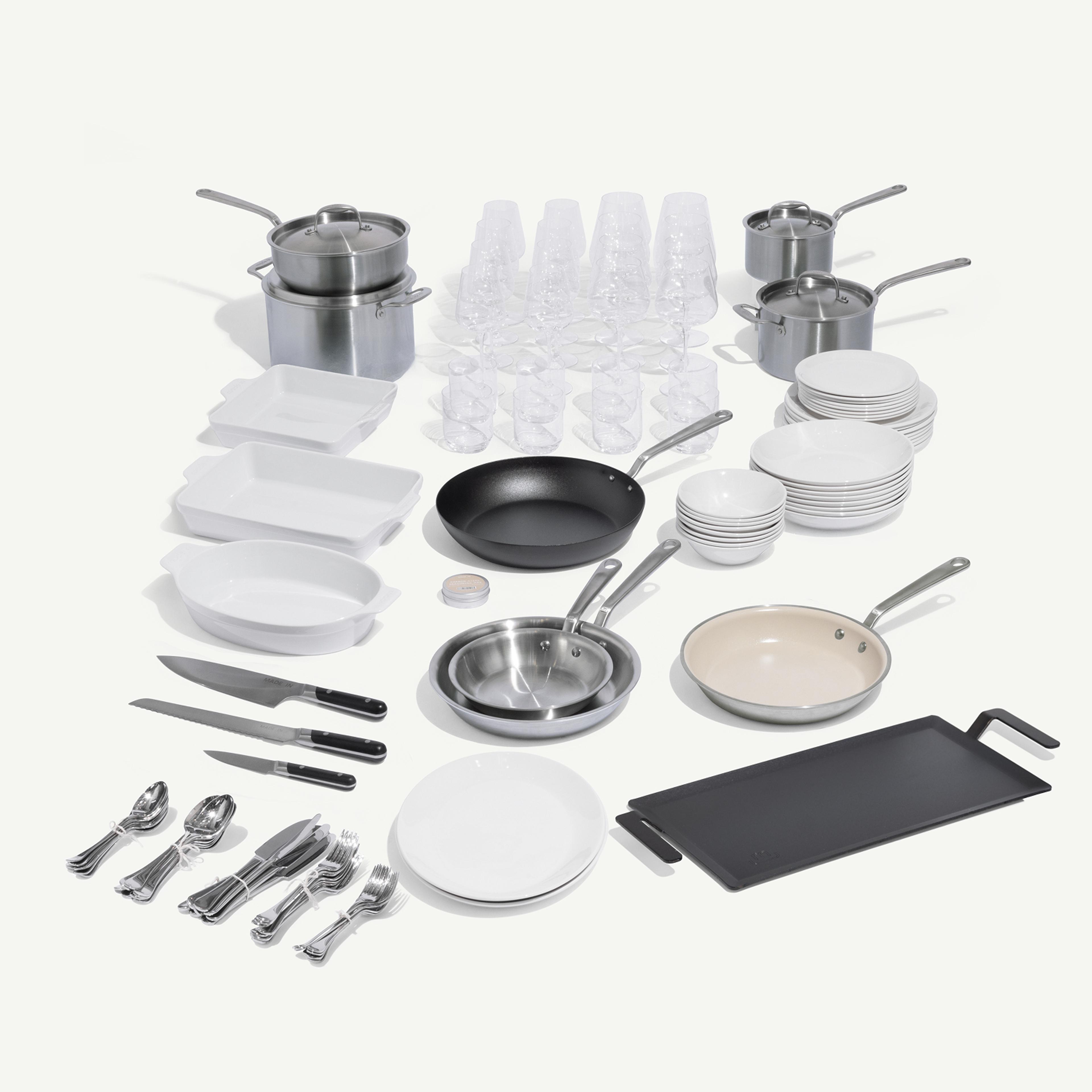 Complete Kitchenware Set | Over 100 Pieces of Pots, Pans, and Tabletop | Award-Winning Cookware