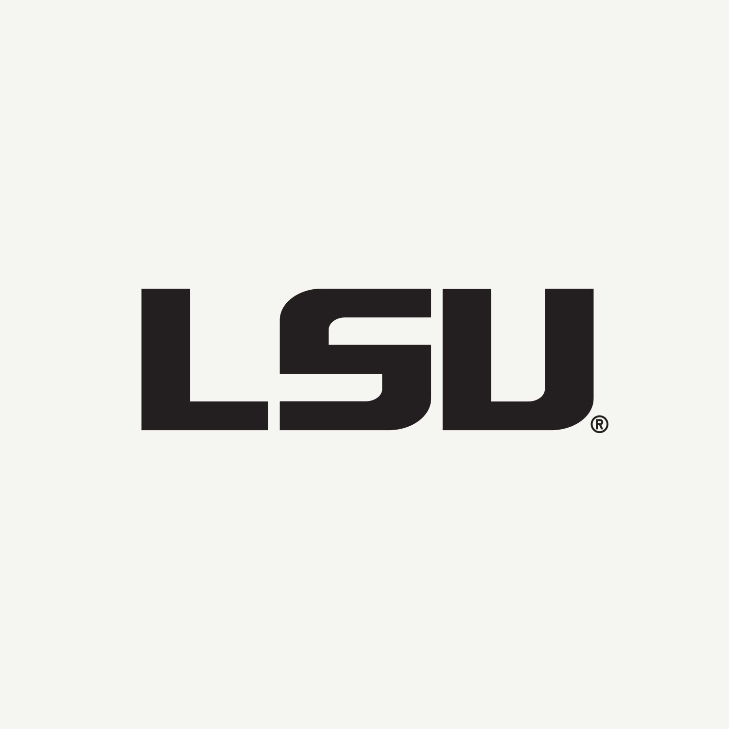 A bold, black logo featuring the initials "LSU."