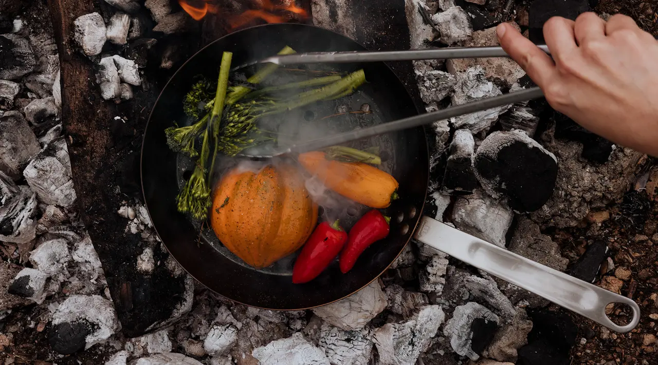 vegetables over live fire carbon steel