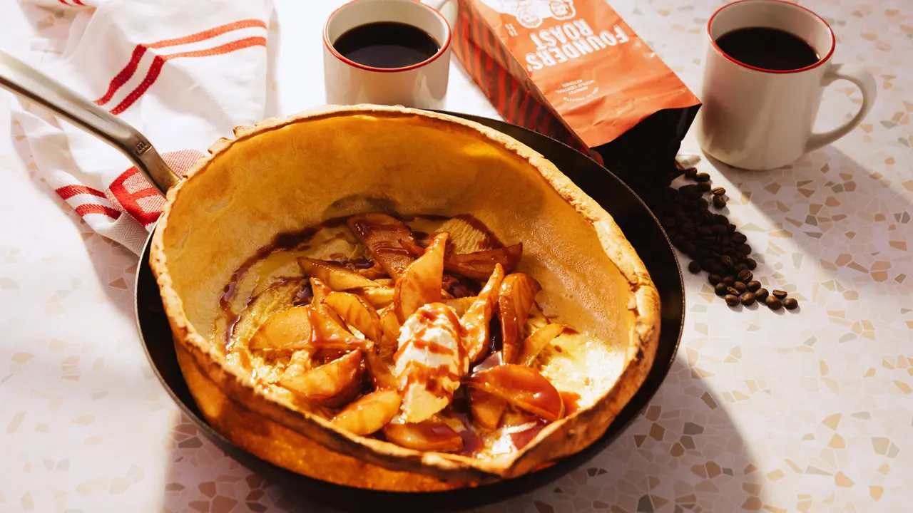 Dutch Baby Pancake with Sauteéd Pears and Coffee Caramel