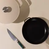 cast iron skillet, dutch oven, 6 inch chef knife