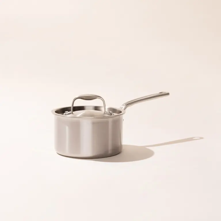 stainless steel 2 qt saucepan angle with lid image