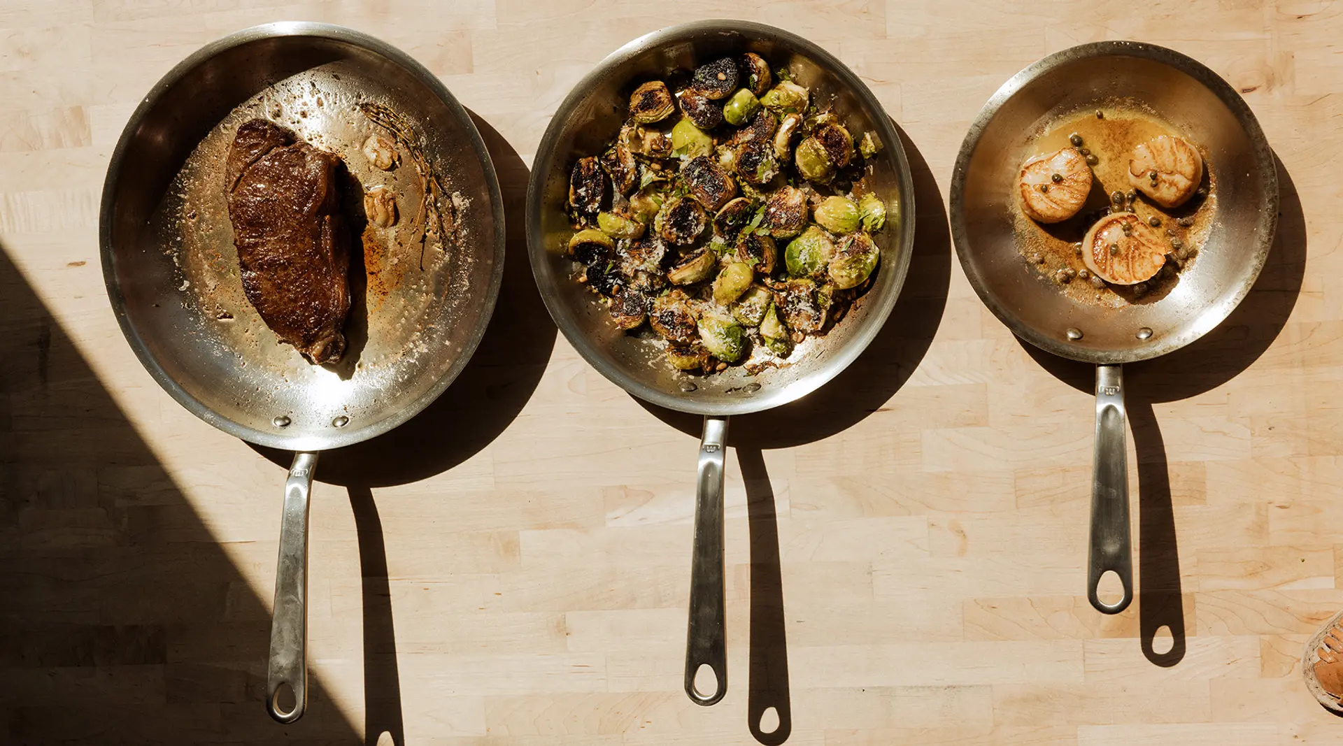 frying pan sizes with food