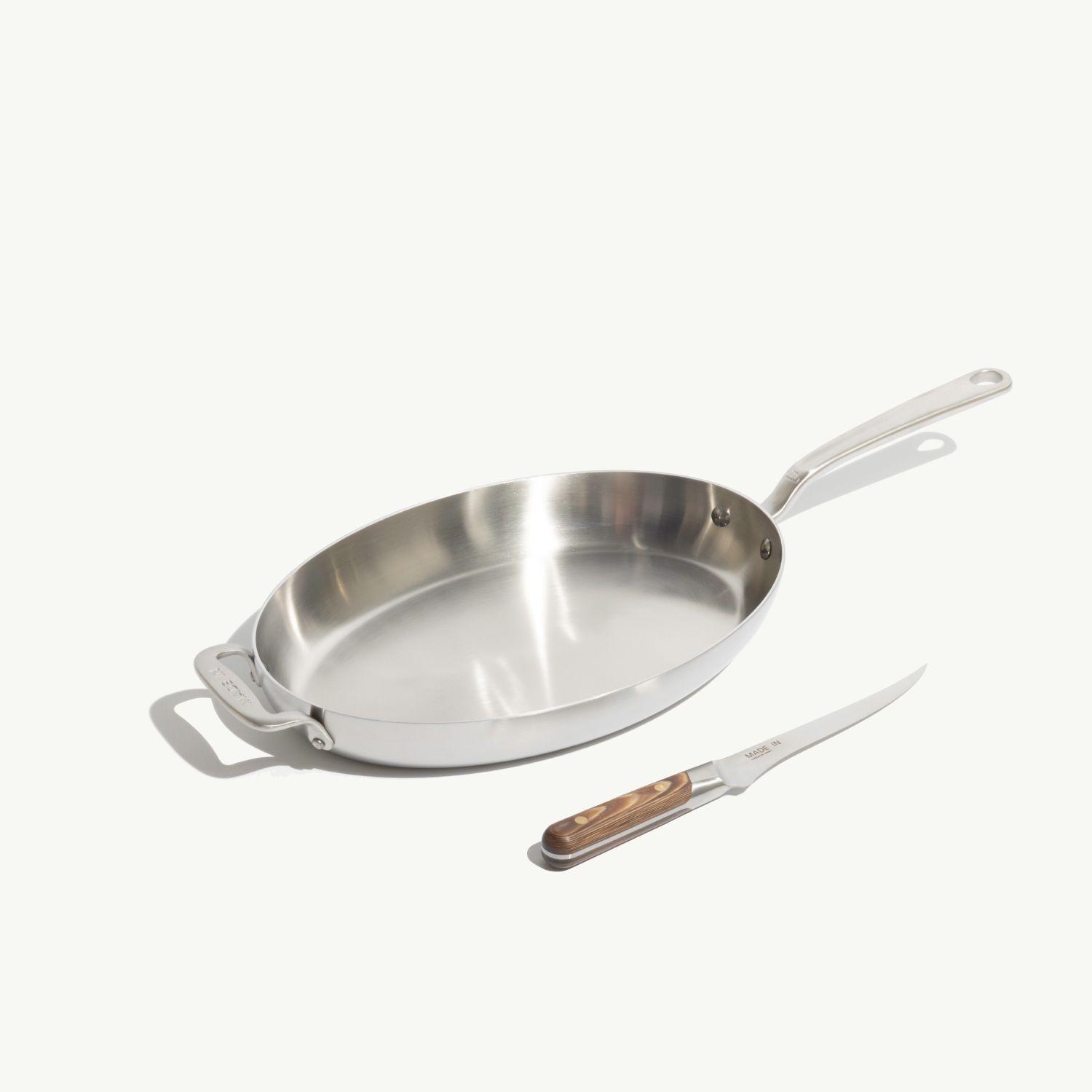 5-Ply Stainless Clad Fish Pan with Fillet Knife