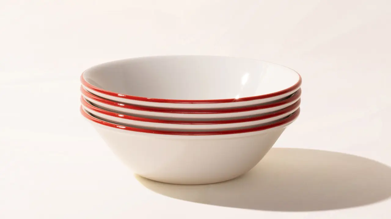 red rim side bowl stacked