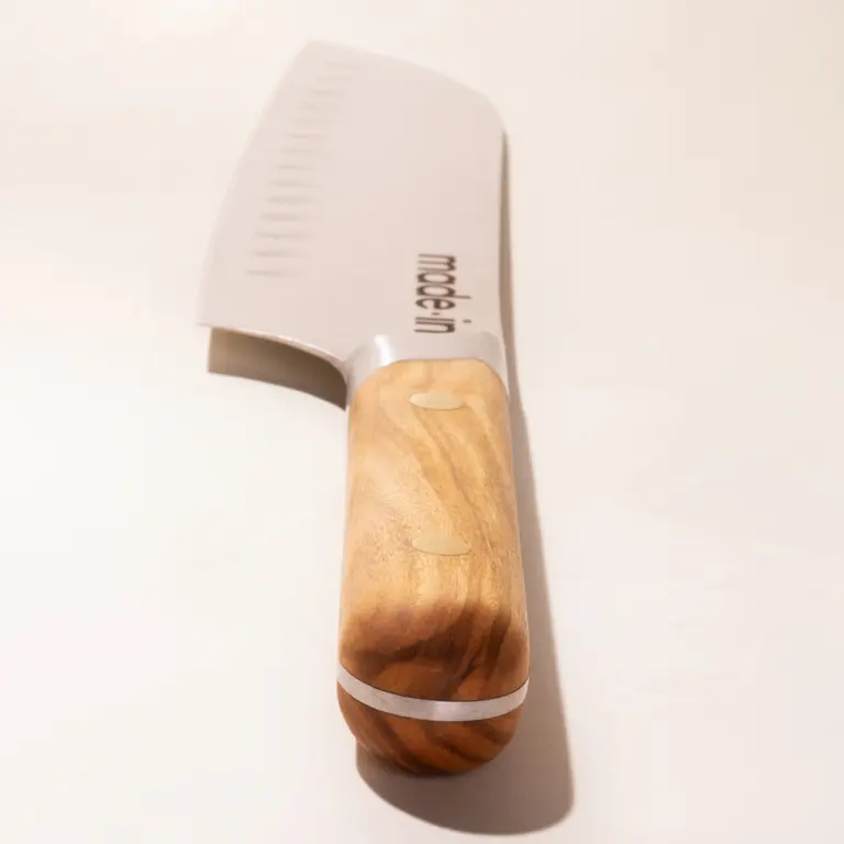 olive wood santoku knife handle image