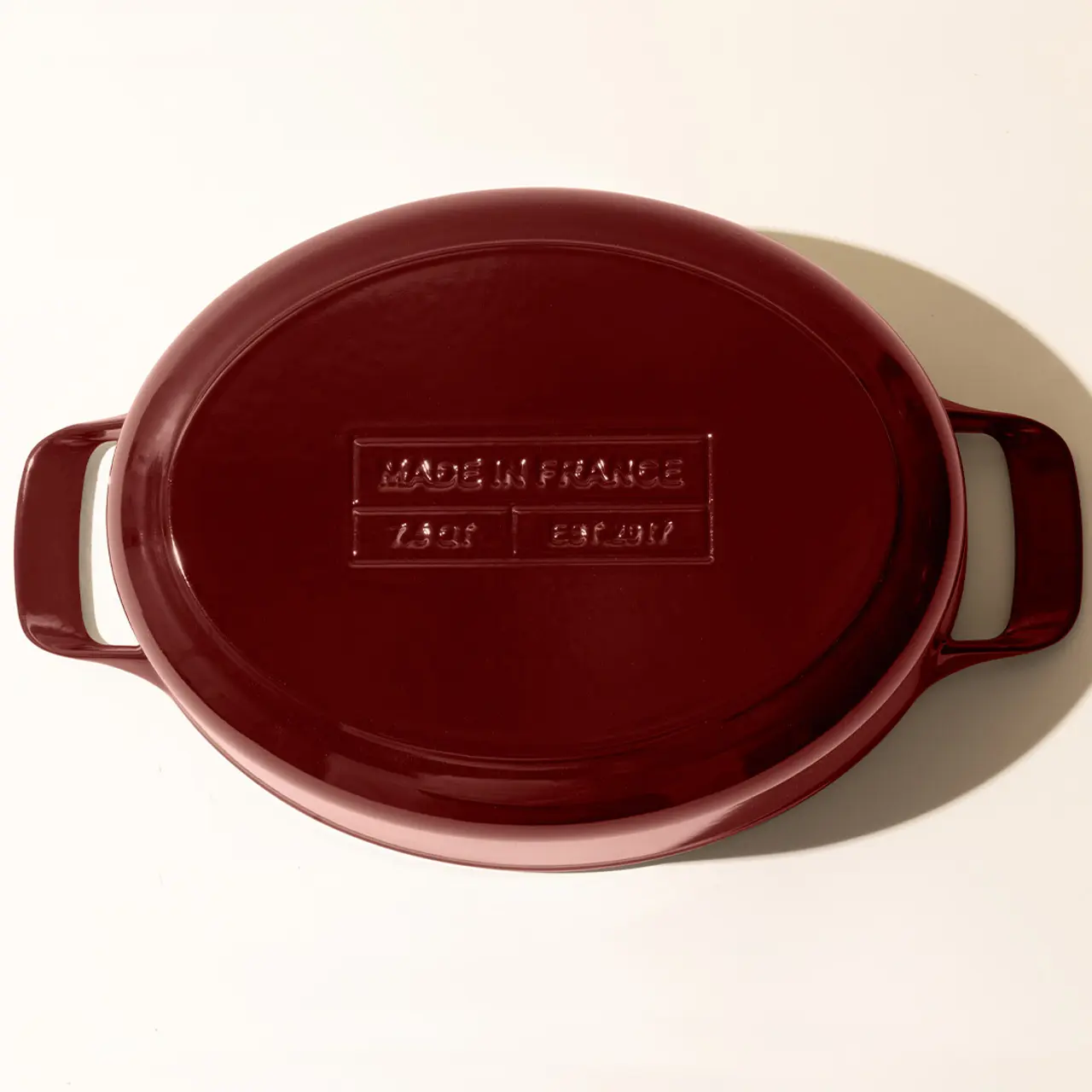 oval dutch oven ruby red bottom