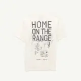 A light-colored t-shirt features a graphic with the text "HOME ON THE RANGE" and illustrations depicting scenes of Western life.