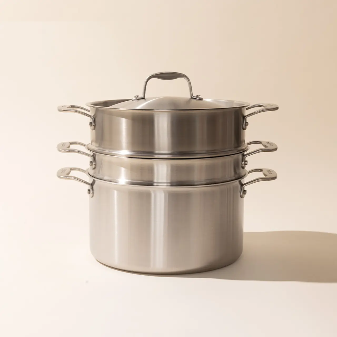 stainless clad multipot with steamer and pasta insert