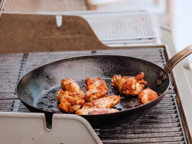 grill frying pan with chicken wings