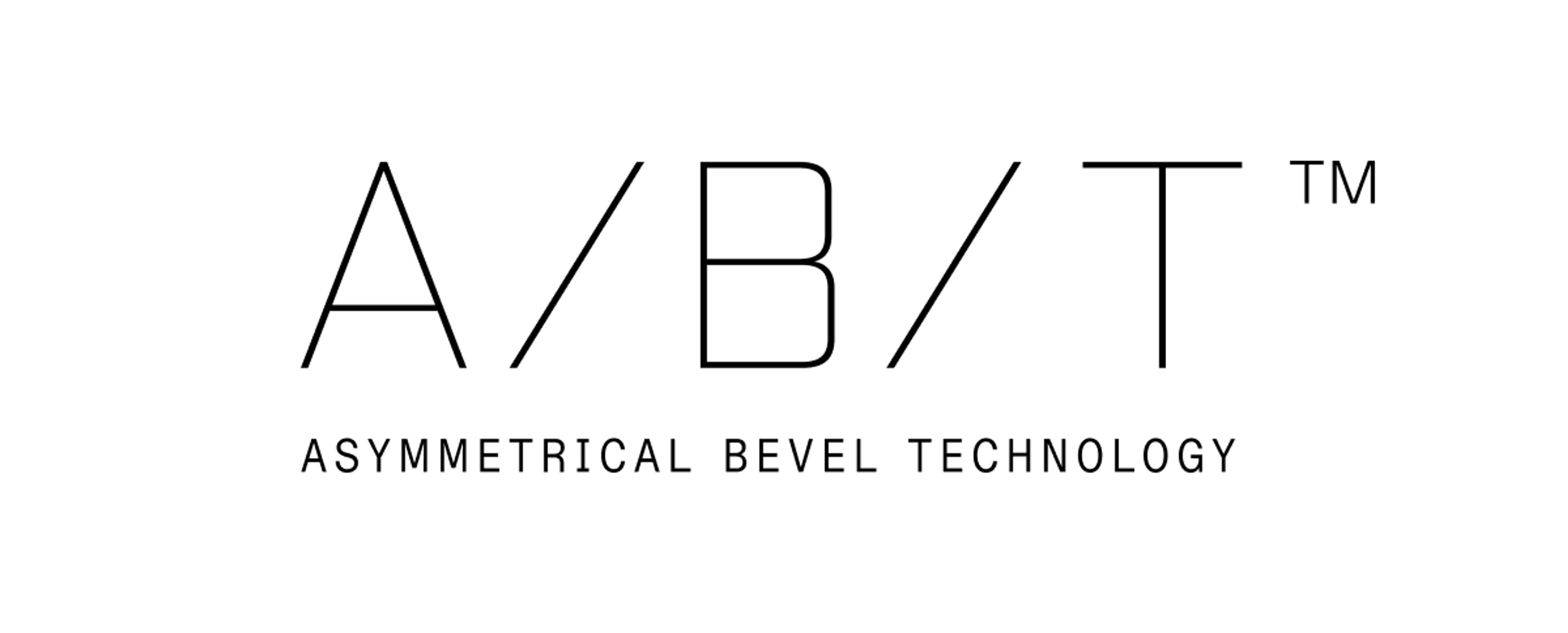 A logo displaying "A/B/T™" along with the phrase "ASYMMETRICAL BEVEL TECHNOLOGY" underneath.
