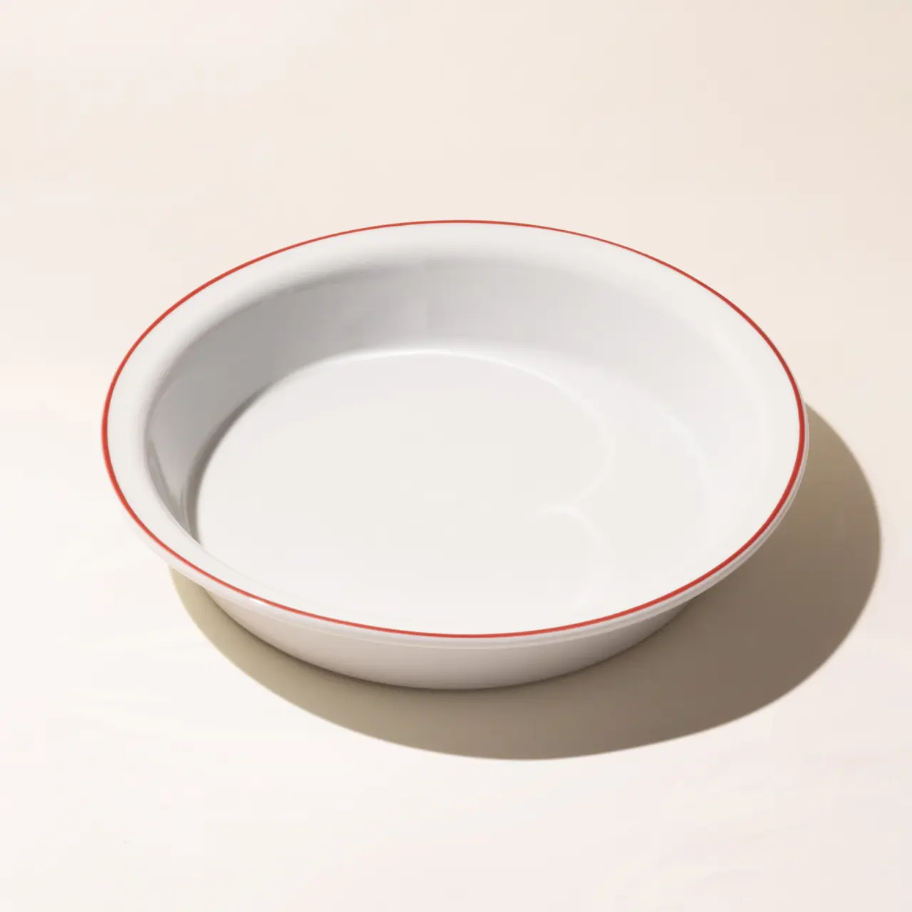 Made in Porcelain Red Rim Pie Dish | 1.5 qt | Naturally Non Stick