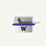 A silver and purple tool with a "W" logo, designed for holding or gripping items.