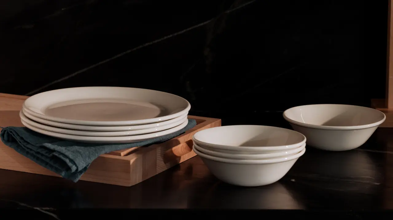 Brasserie Red-Banded Dinnerware Collection + Place Setting