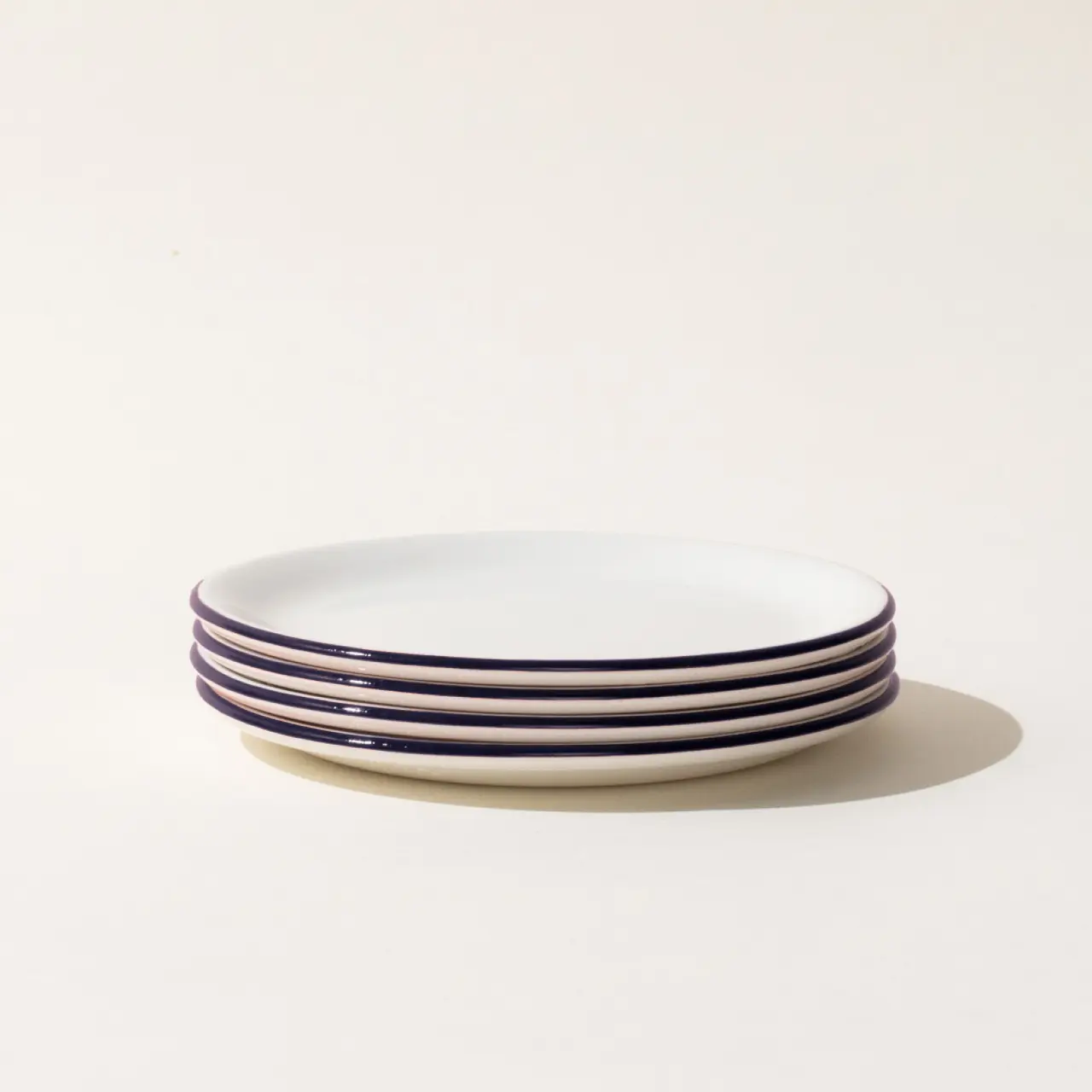 blue rim bread and butter plate stack