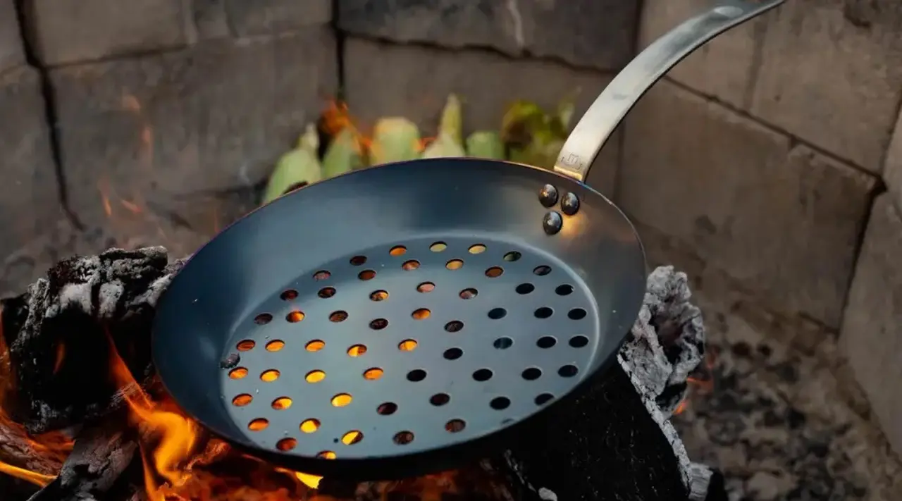 carbon steel pan on open fire