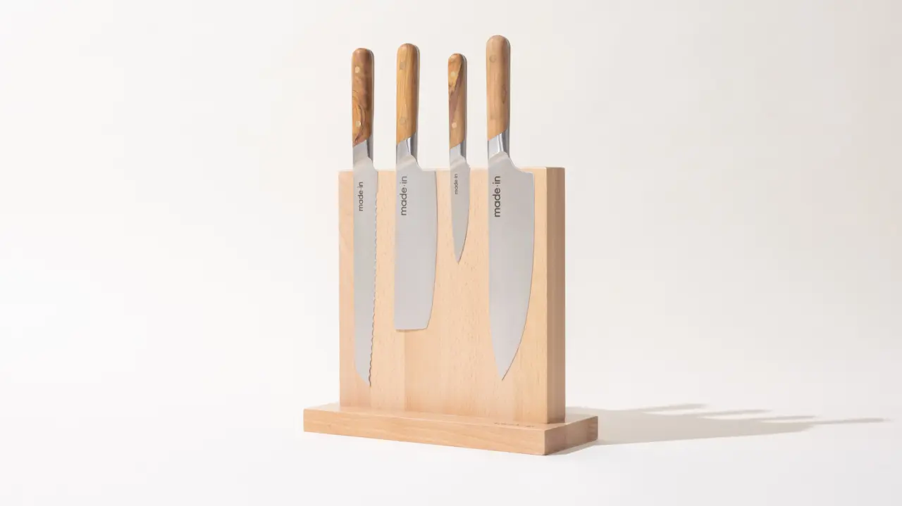 knife block olive wood set