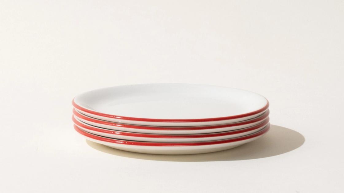 Bread and Butter Plates | Made In (red rim, set of 8)