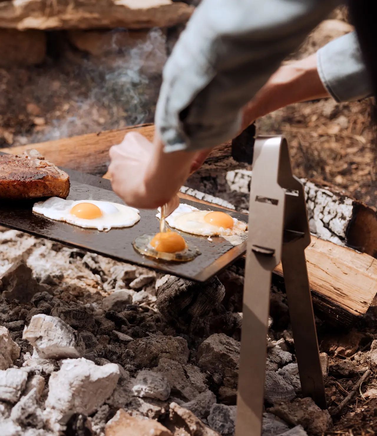 eggs on griddle live fire