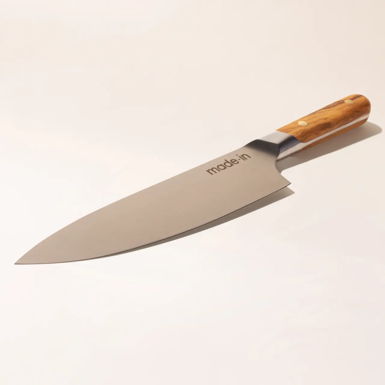 olive wood chef knife angle image
