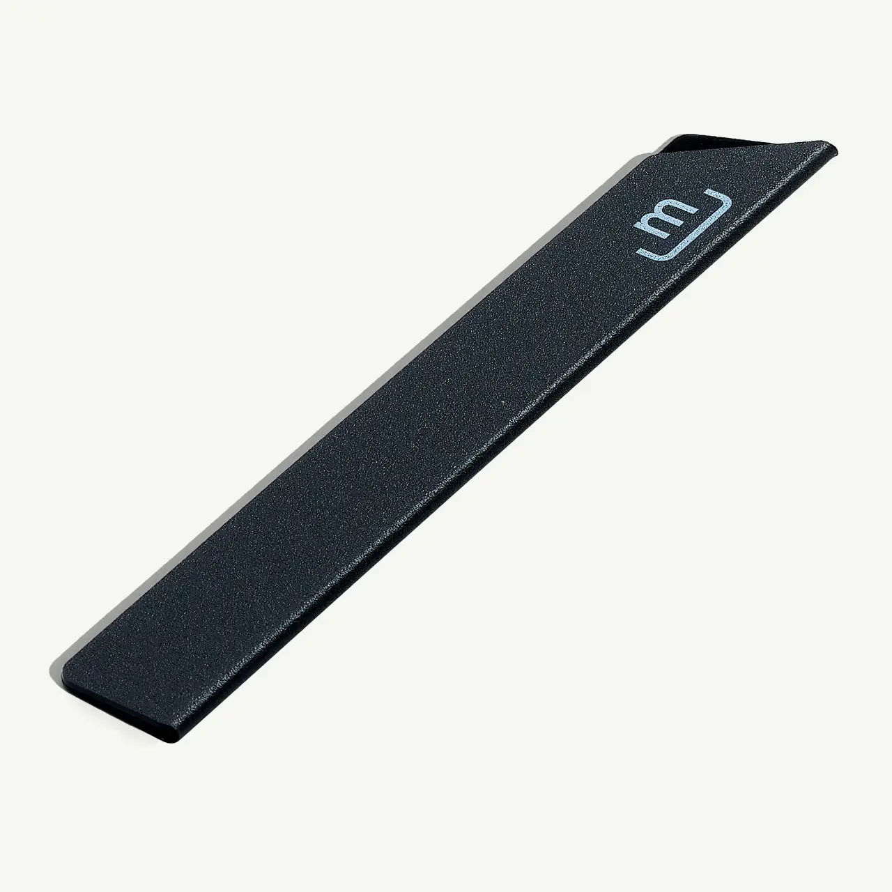 A sleek black vape pen with a logo at the top is displayed on a light background.