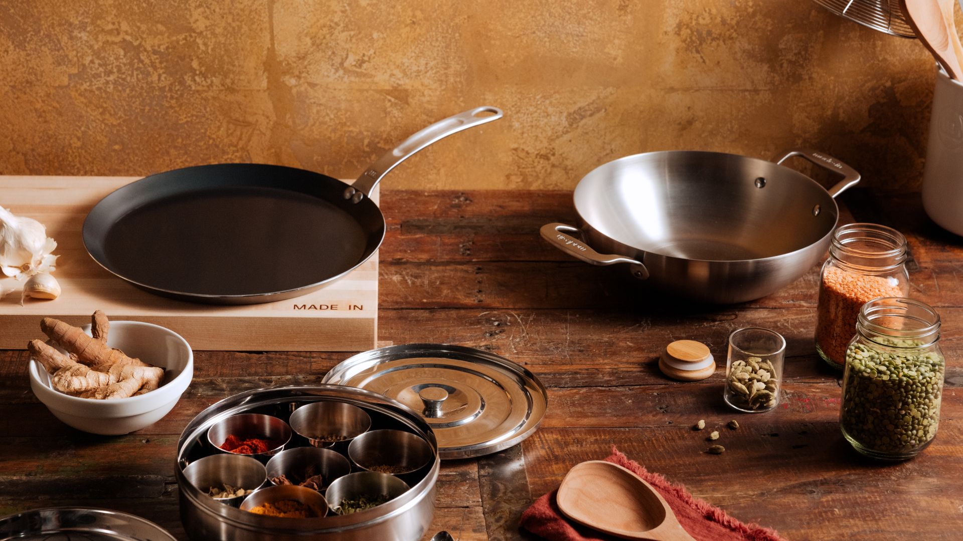 Professional-Quality Cookware, Non Stick, Carbon Steel, and Knives