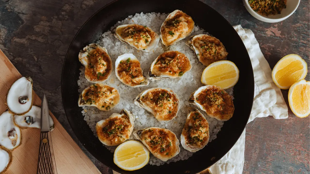 Broiled Oysters with Crabmeat Beurre Blanc