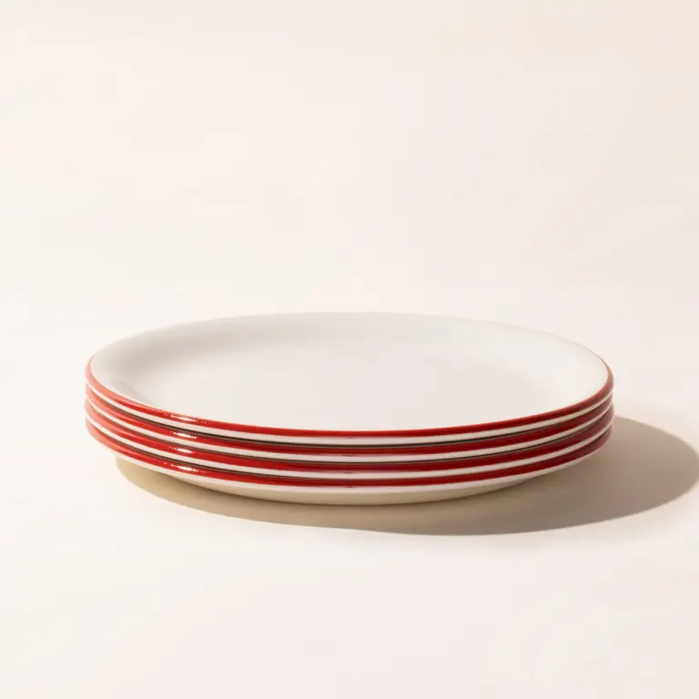 appetizer plate red rim stack
