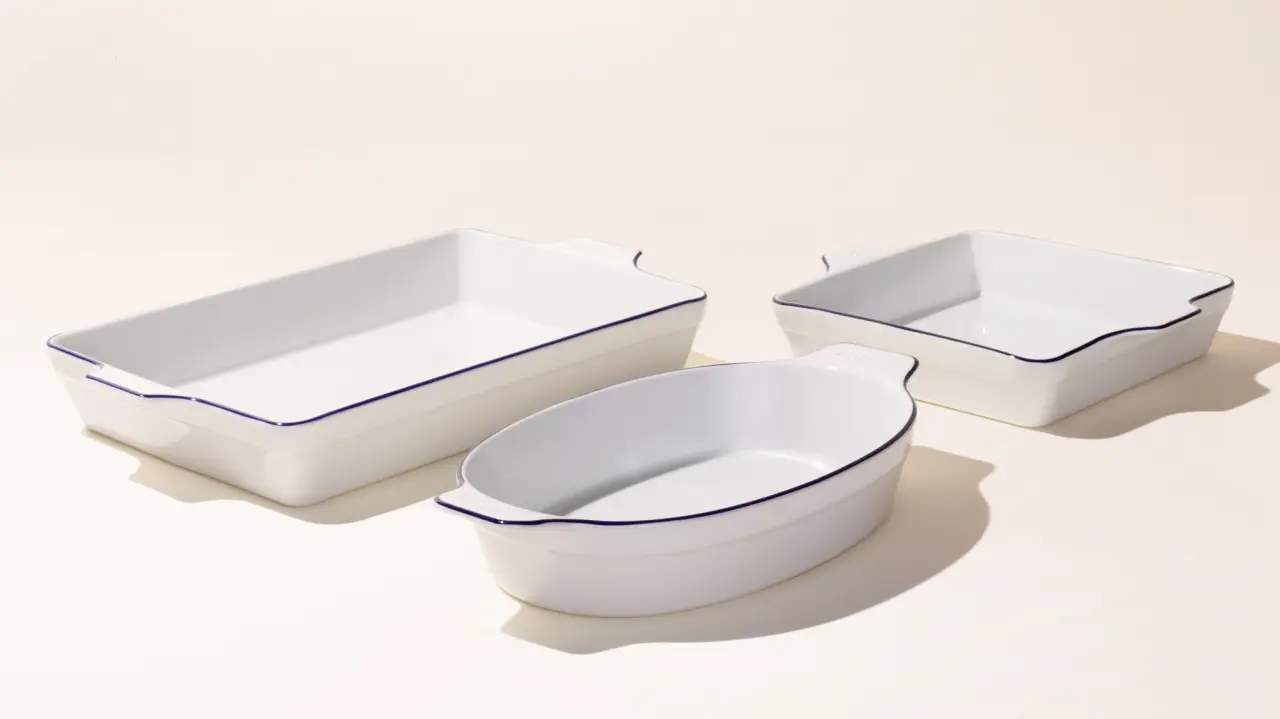 Blue Rim Porcelain Bakeware Set