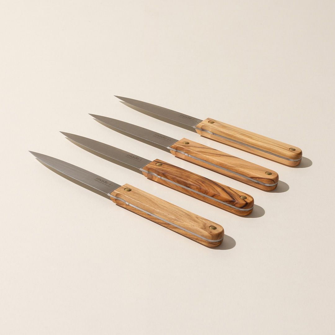 Mercer Culinary Olive Wood 4-Piece Steak Knife Set
