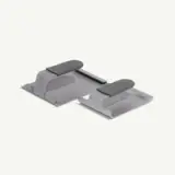 Two gray plastic clips with ergonomic grips, designed for various holding or organizing tasks.