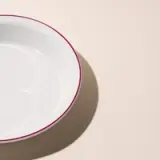 pie dish ruby red rim detail