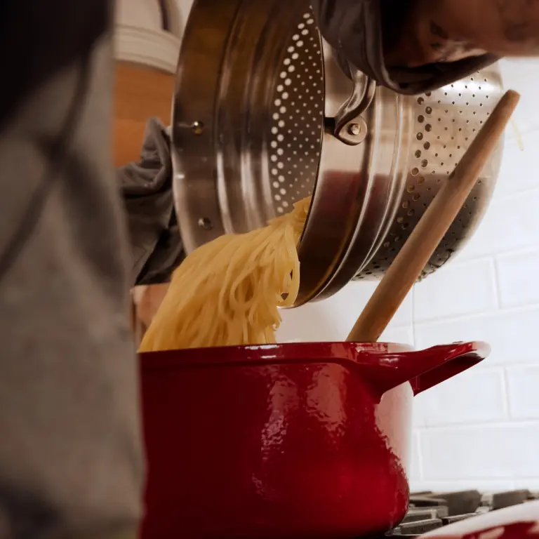 stainless steel stock pot pasta insert set lifestyle image