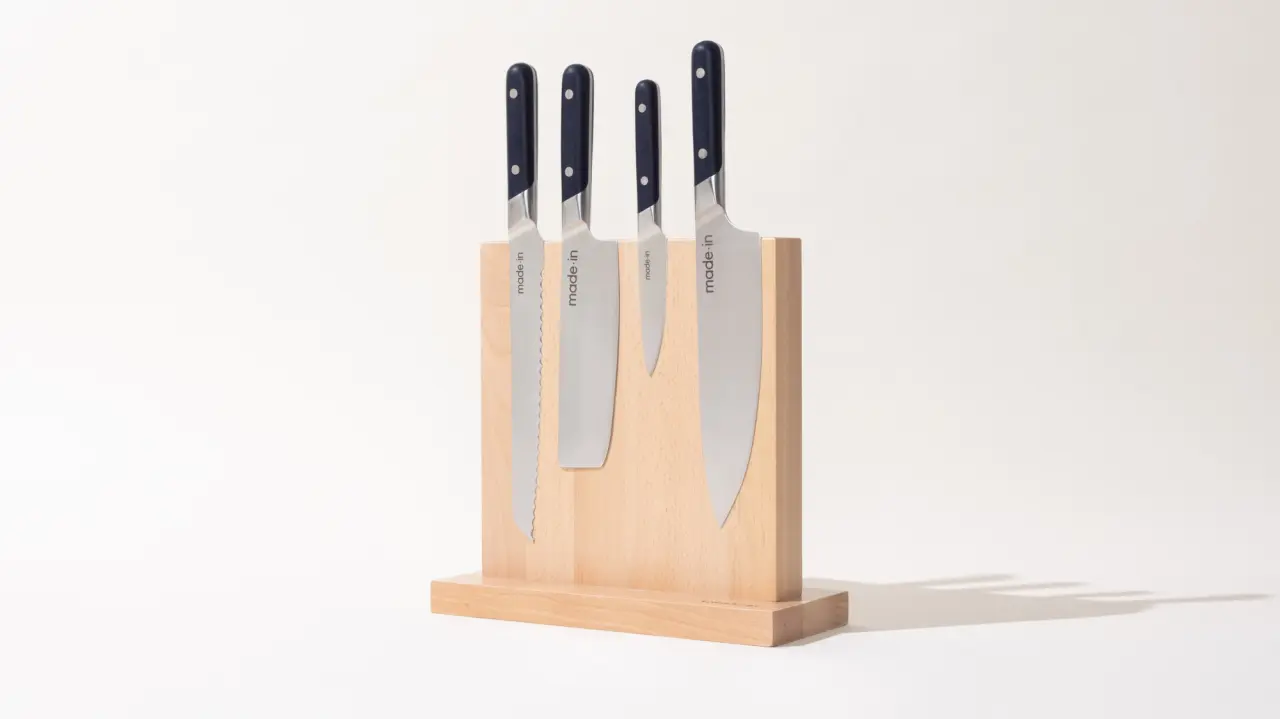 Cook Works 7-Piece Teal Blue Marble Knife Block Set